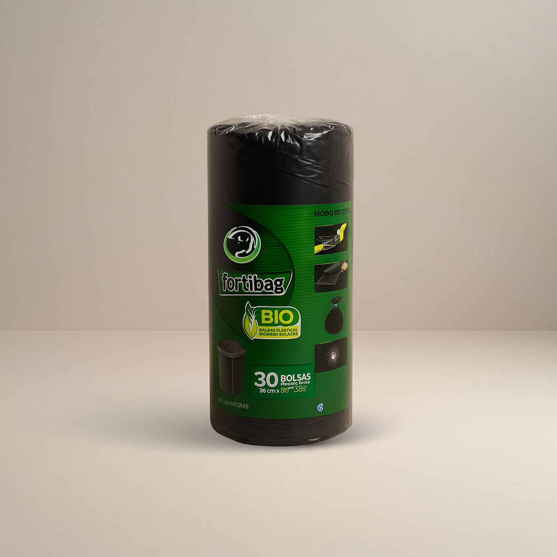 ROLLO FORTIBAG BIO MEDIANA 15GAL/30U NEGRA/ 50 UNIDADES