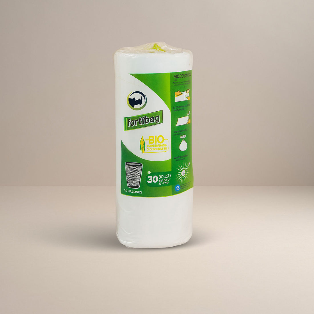 ROLLO FORTIBAG BIO PEQUEÑA 08GAL/30U BLANCA/ 20 UNIDADES